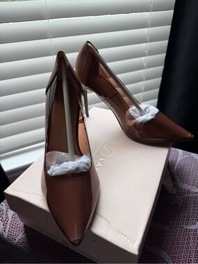 Chinese Laundry Womens Brown Patent Pointed-Toe Heels